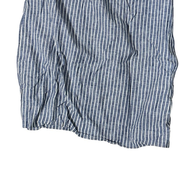 MADEWELL One Shoulder Blue White Striped Ruffle Linen Dress w Pockets Size M - Picture 4 of 7